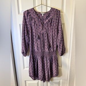 Joie Boho Smocked Waist Long-Sleeve Midi Dress - 100% Silk